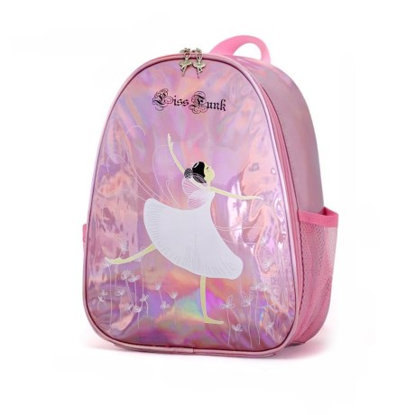 Children's Single Compartment Backpack with Side Pouches, Metallic Pink