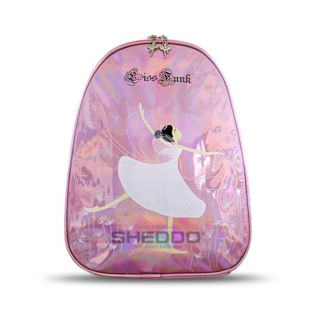 Children's Single Compartment Backpack with Side Pouches, Metallic Pink