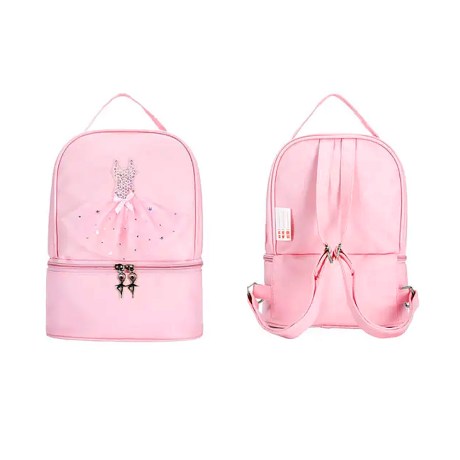 Children's Tutu Strass Backpack with Secondary Compartment for Shoes