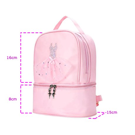 Children's Tutu Strass Backpack with Secondary Compartment for Shoes