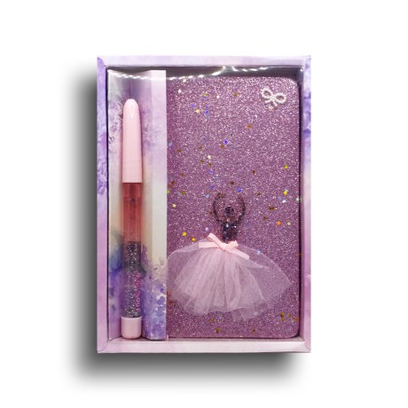 Tutu Note Book Set with Glitter Pen 0.5mm Purple