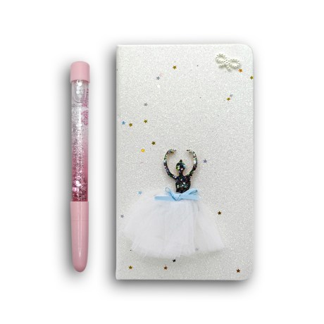 Tutu Note Book Set with Glitter Pen 0.5mm White