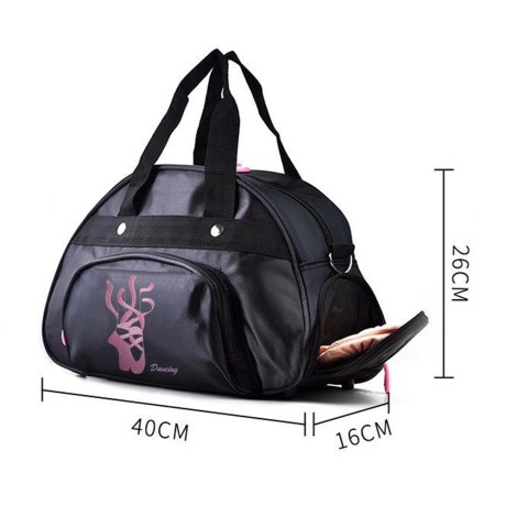 Dance Bag Spacious Duffel Style with Side Pocket for Shoes, Stitched Pointes