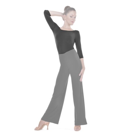 Female Scoop Neck 3/4 Sleeved Top, Super Jersey Carbon