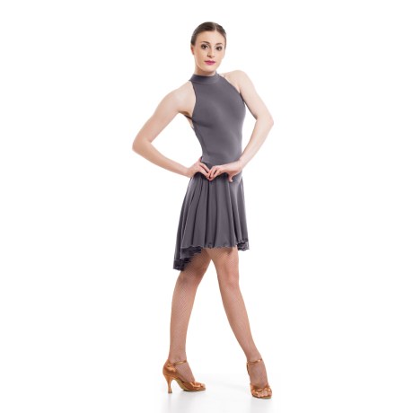 Girls Sleeveless Turtle Neck Leotard Dress, feat. Asymetric Skirt, Low Back & Spaghetti Straps, Meryl Viaggio