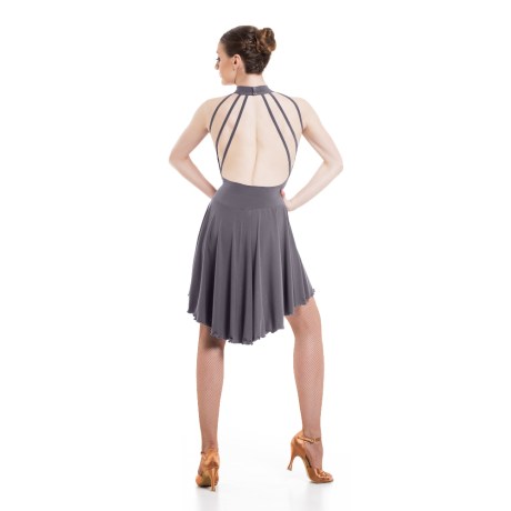 Girls Sleeveless Turtle Neck Leotard Dress, feat. Asymetric Skirt, Low Back & Spaghetti Straps, Meryl Viaggio