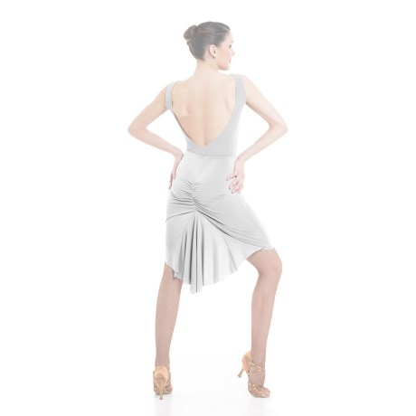 Female Fitted Skirt With Gathered Back &#38; Train Godet, Super Jersey White