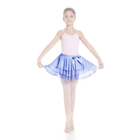 Girls Ruffle Skirt Elasticated Waistband & Bow Ribbon, Mousseline, Glicine