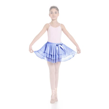 Girls Ruffle Skirt Elasticated Waistband & Bow Ribbon, Mousseline, Glicine