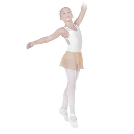 Girls Classic Ballet Skirt with Elasticated Waistline, Tulle Stretch, Nude