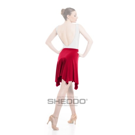 Female Skirt With Elasticated Waist & Ruffled Front, Super Jersey Red