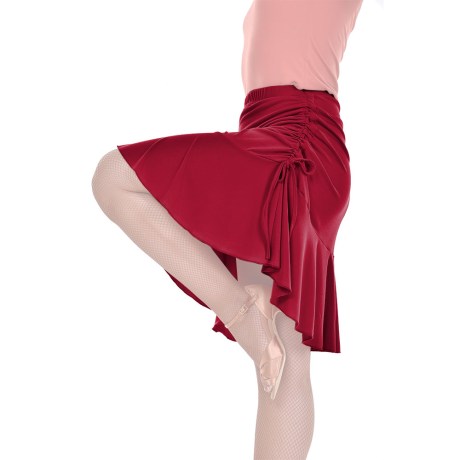 Female Skirt With Yoke & Side Adjustable Drawnstring, Super Jersey Red