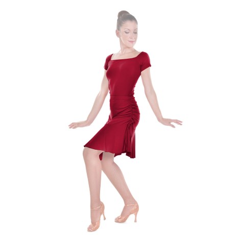 Female Skirt With Yoke & Side Adjustable Drawnstring, Super Jersey Red