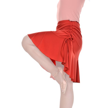 Female Skirt With Yoke & Side Adjustable Drawnstring, Super Jersey Orange