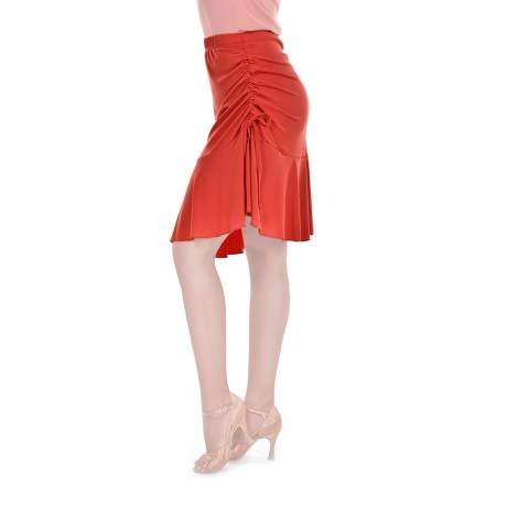 Female Skirt With Yoke & Side Adjustable Drawnstring, Super Jersey Orange