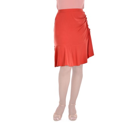 Female Skirt With Yoke & Side Adjustable Drawnstring, Super Jersey Orange