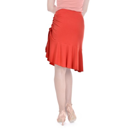 Female Skirt With Yoke & Side Adjustable Drawnstring, Super Jersey Orange