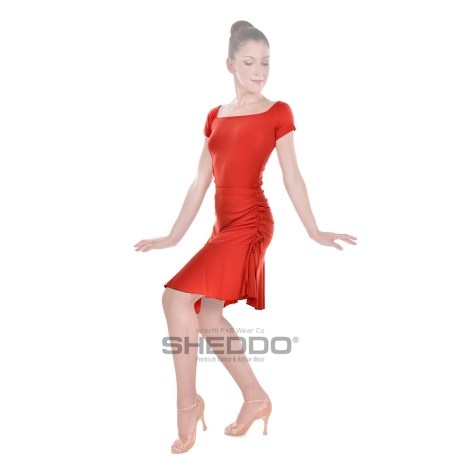 Female Skirt With Yoke & Side Adjustable Drawnstring, Super Jersey Orange