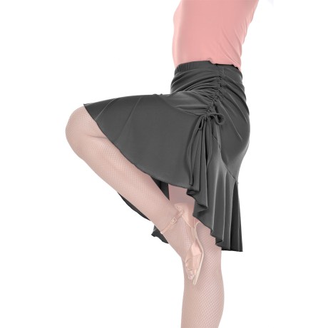 Female Skirt With Yoke & Side Adjustable Drawnstring, Super Jersey Carbon
