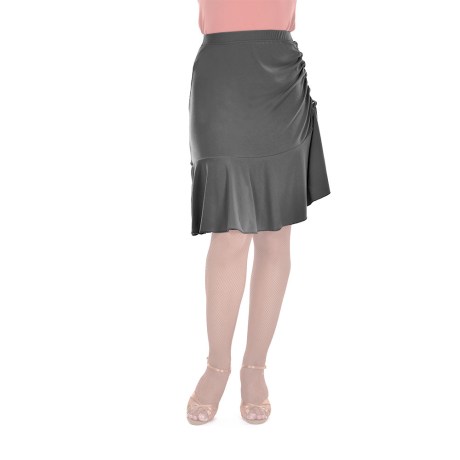 Female Skirt With Yoke & Side Adjustable Drawnstring, Super Jersey Carbon