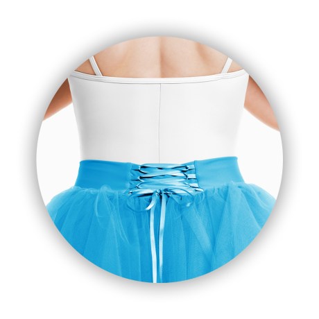 Female Romantic Tutu Criss-Cross Drawstring Back Long 70cm, Tulle Sky Blue