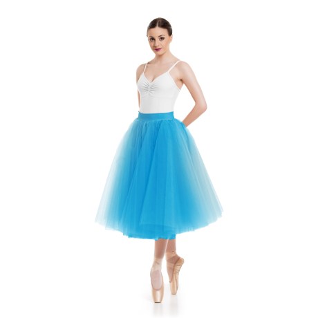 Female Romantic Tutu Criss-Cross Drawstring Back Long 70cm, Tulle Sky Blue