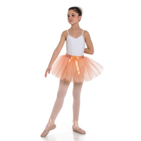 Girls 2 Layer Tutu Skirt With Elasticated Waistband, Skin