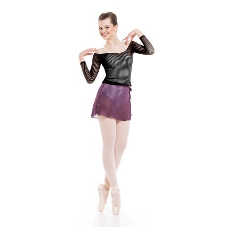 Female Warm Up Top with Long Sleeves & Deep Neckline, Polyester Black