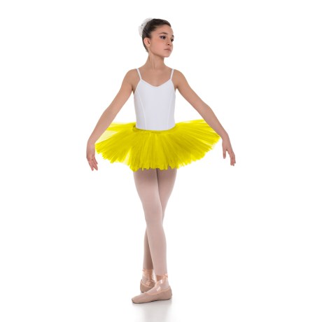 Girls Double Layered Waistband Classic Tutu Skirt, Lemon Yellow
