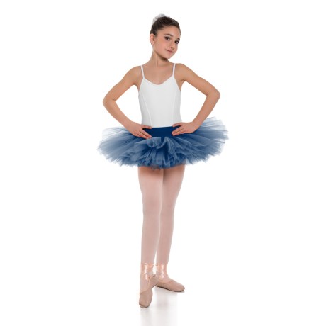 Girls Double Layered Classic Tutu Skirt with Waistband Knicker | 6 Layers, Lycra Tulle Navy Blue