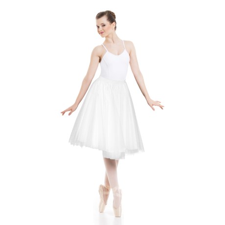 Female Tulle Long Skirt 60cm With Satin Lining, White